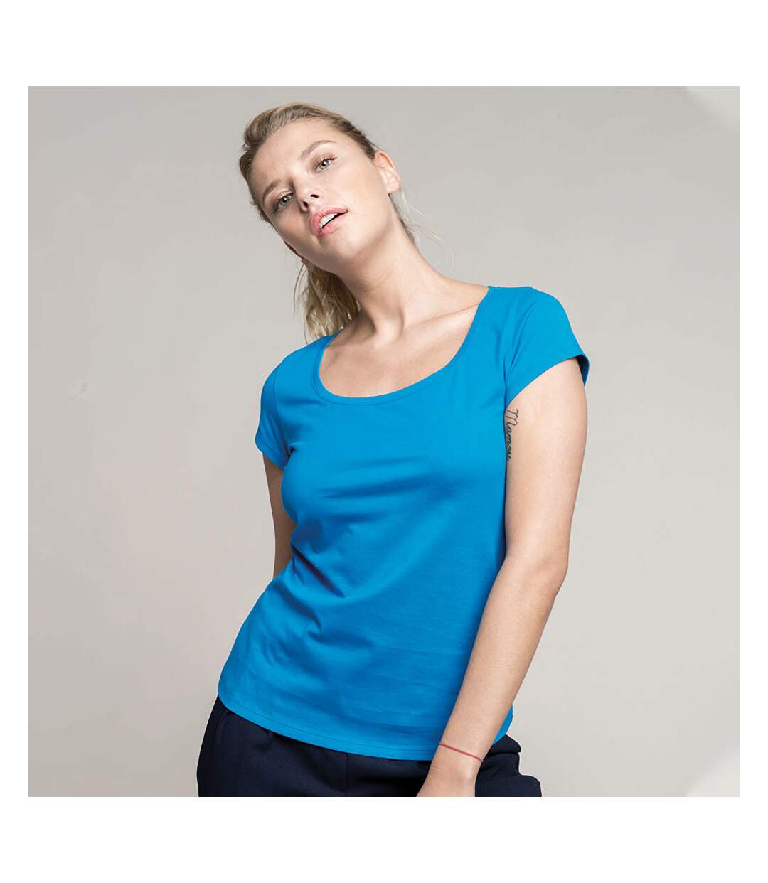 T-shirt col rond femme bleu tropique Kariban