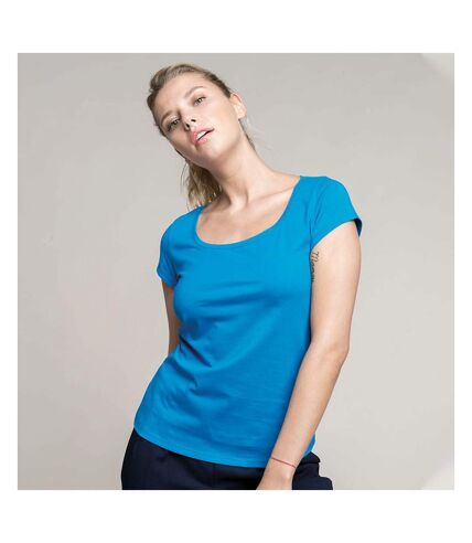 Kariban Womens/Ladies Boat Neck Short Sleeve T-Shirt (Tropical Blue)