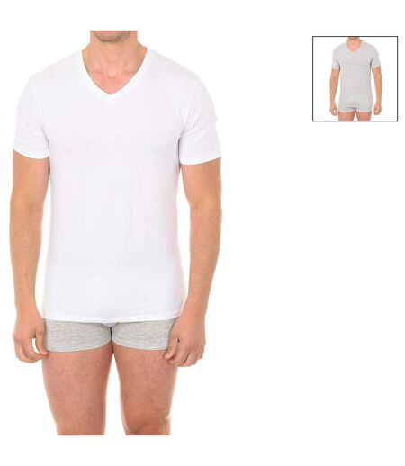 Pack- 2 short-sleeved V-neck T-shirts D0A6E men's basic and versatile design for men