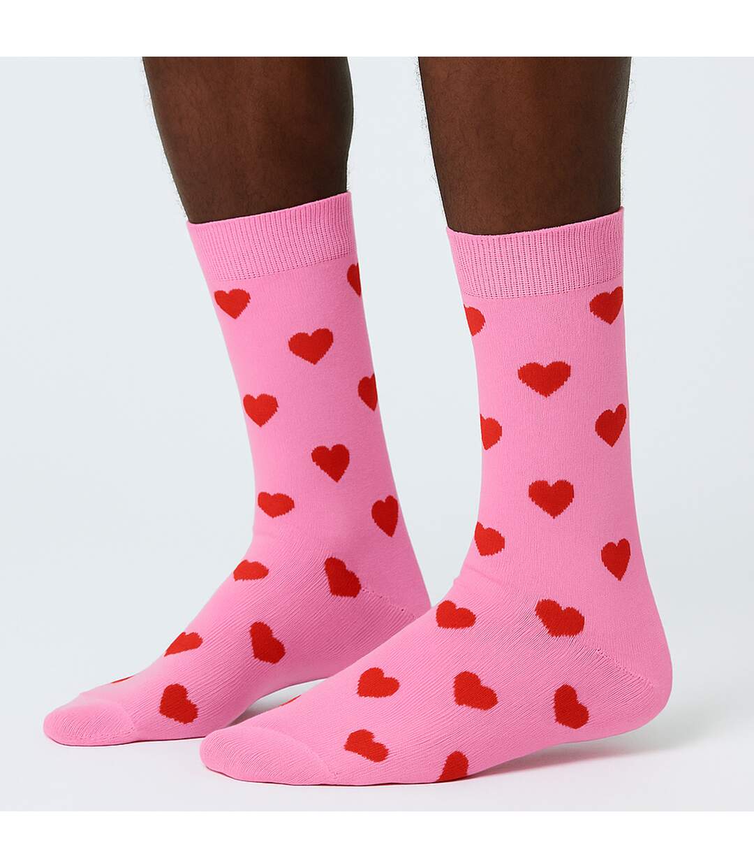 1 Pack Unisex Cotton Pink Valentines Heart Design Socks-3