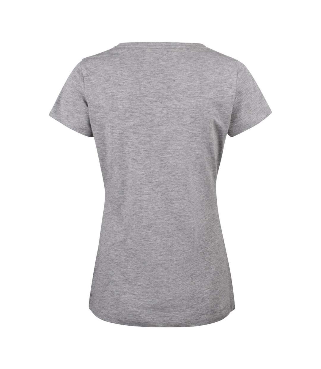 Womens/ladies Whailford V Neck T-shirt Grey Melange James Harvest-2