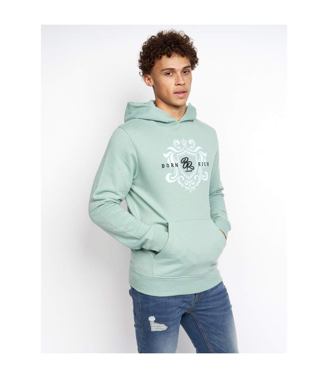 Sweat à capuche jairo homme bleu surf Born Rich