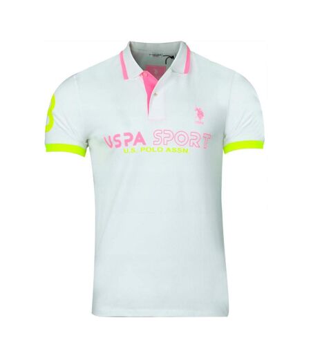 Polo blanc/rose homme us assn rams - xxl