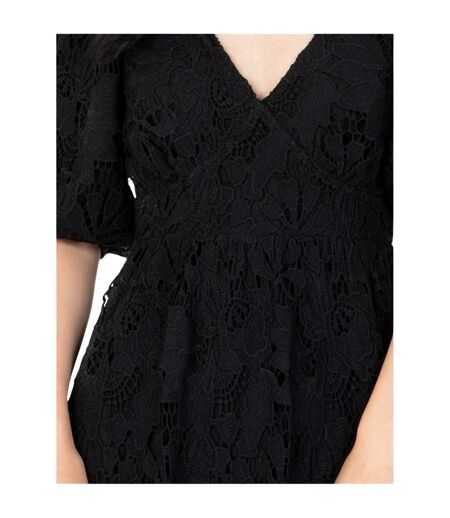Robe Mi-longue Manches ¾ Femme Noir Maya Deluxe