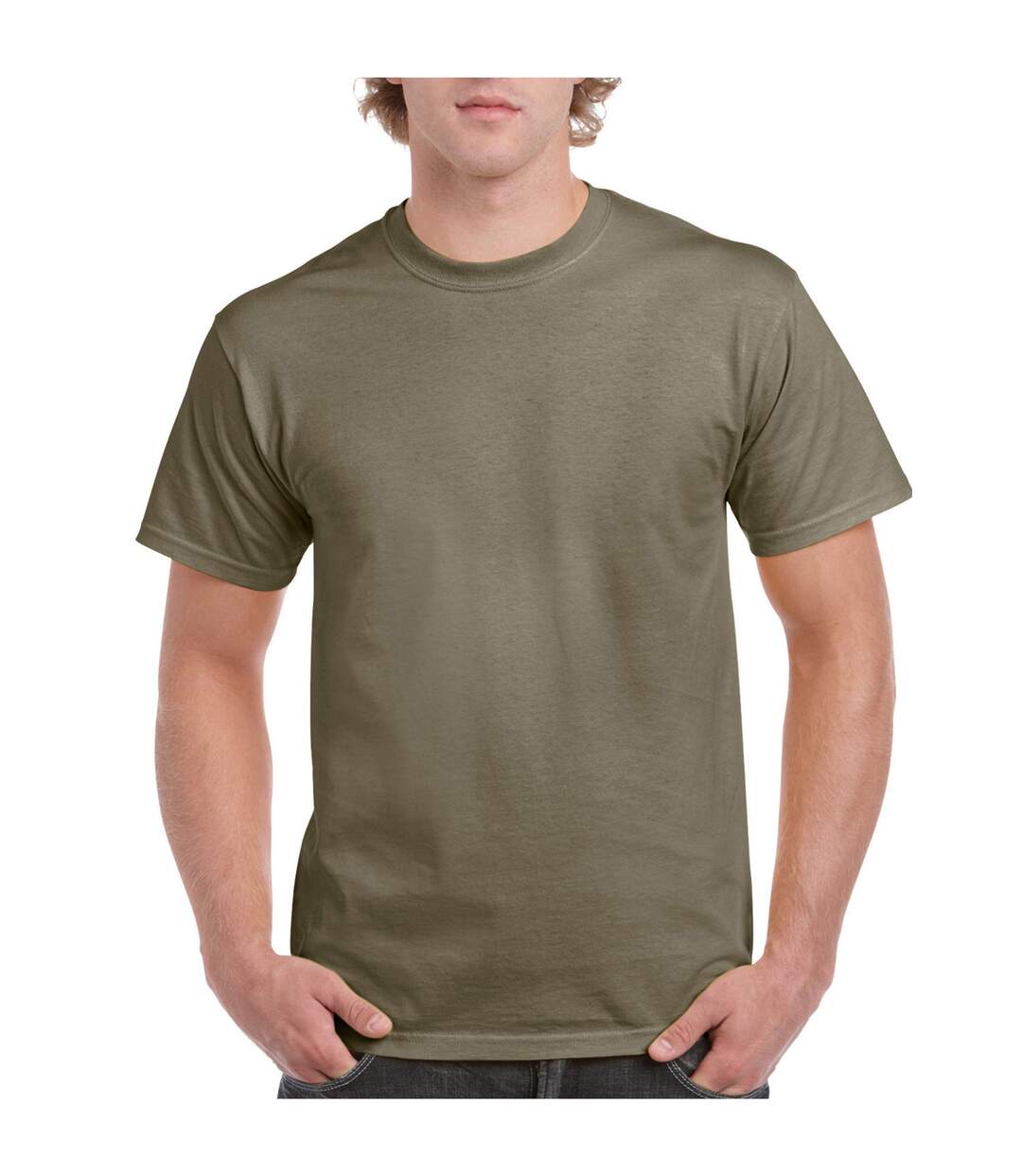 T-shirt Adulte Vert Kaki Clair Gildan-1