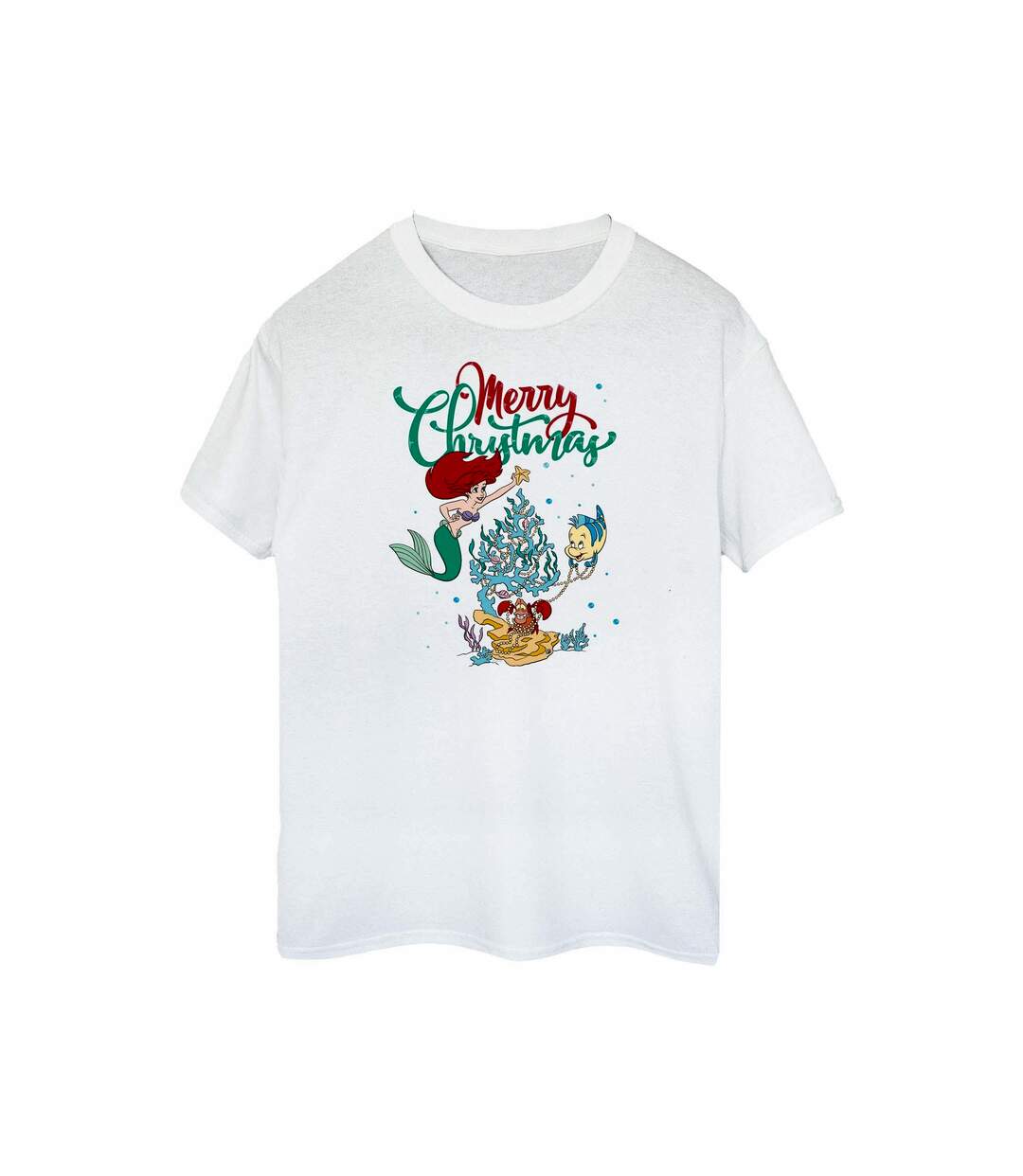 Disney Femme/Les femmes Princesse Ariel Merry Christmas - T-shirt en coton pour homme (Blanc) - UTBI51890-1