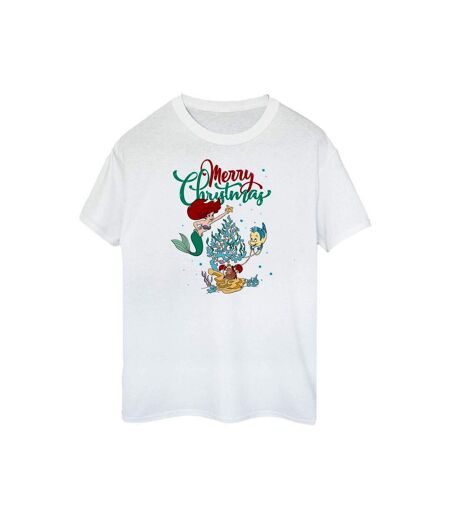 Disney Femme/Les femmes Princesse Ariel Merry Christmas - T-shirt en coton pour homme (Blanc) - UTBI51890