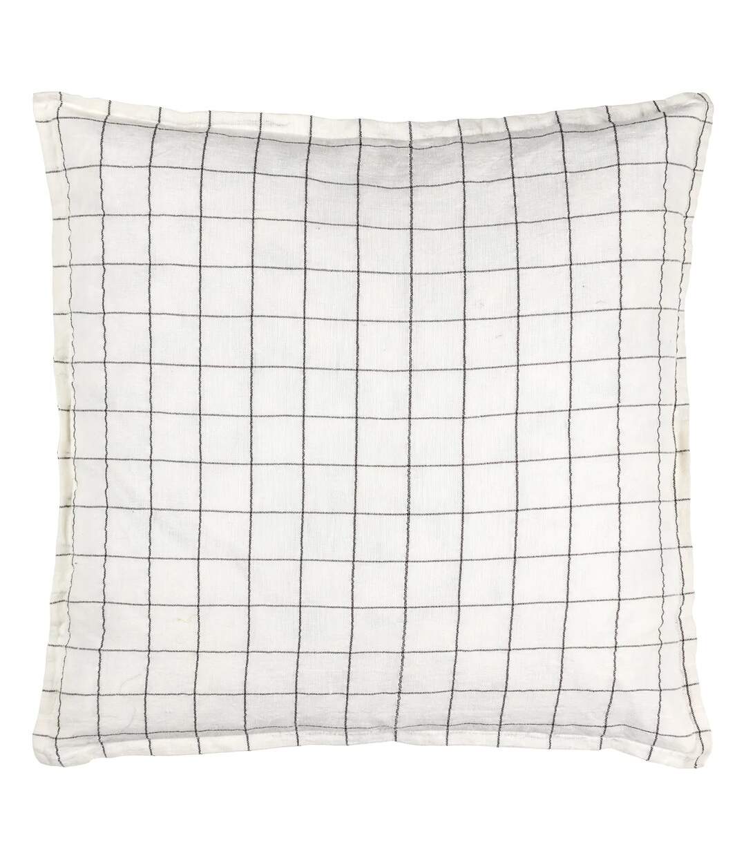 Oxford trim linen grid cushion cover 50cm x 50cm ecru Yard