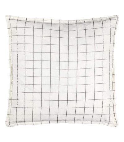 Yard Oxford Trim Linen Grid Throw Pillow Cover (Ecru) (50cm x 50cm) - UTRV3115