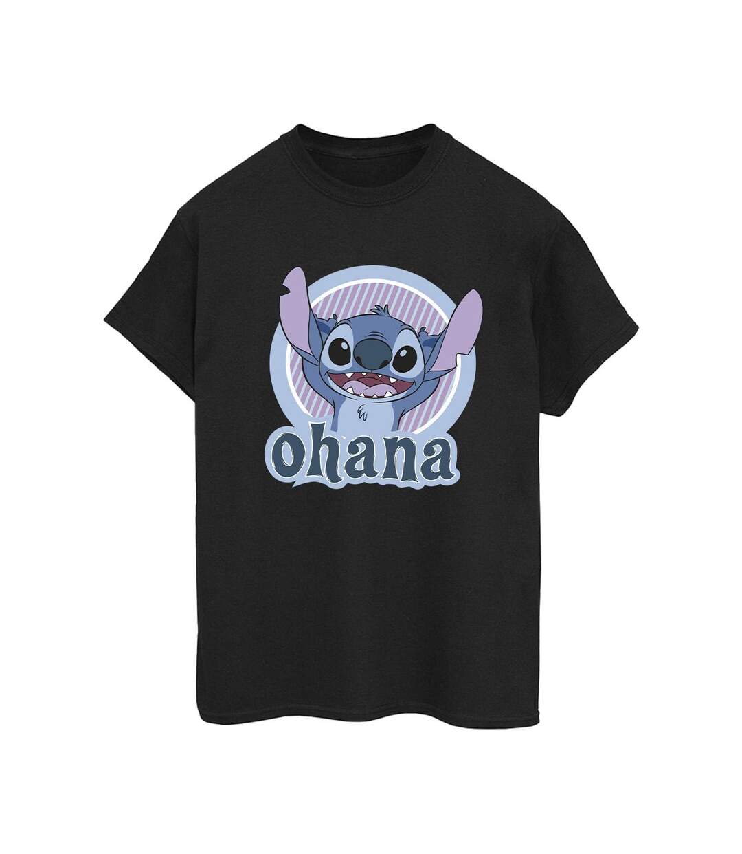 Disney Womens/Ladies Lilo And Stitch Ohana Circle Cotton Boyfriend T-Shirt (Noir) - UTBI30268-1