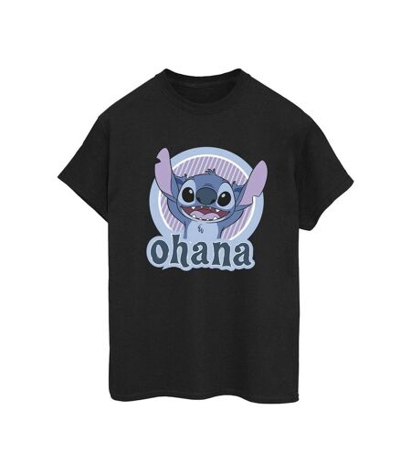 Disney Womens/Ladies Lilo And Stitch Ohana Circle Cotton Boyfriend T-Shirt (Noir) - UTBI30268