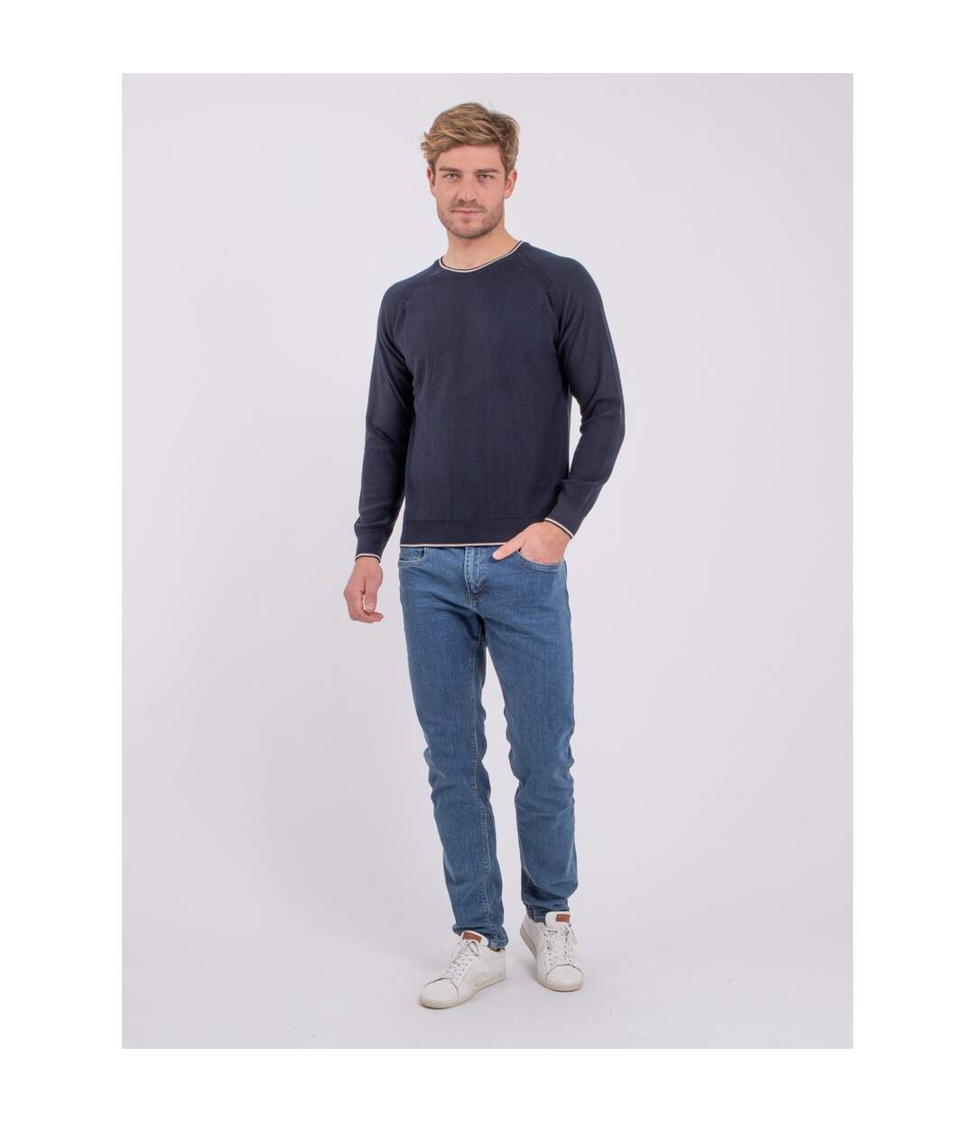 Pull col rond pur coton AMATEO-4