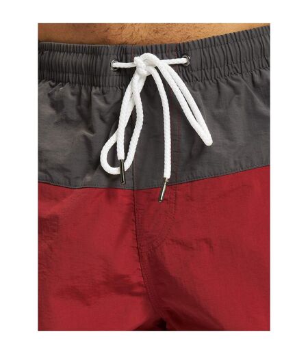 Mens Block Swim Shorts Brick Red Dark Shadow Urban Classics