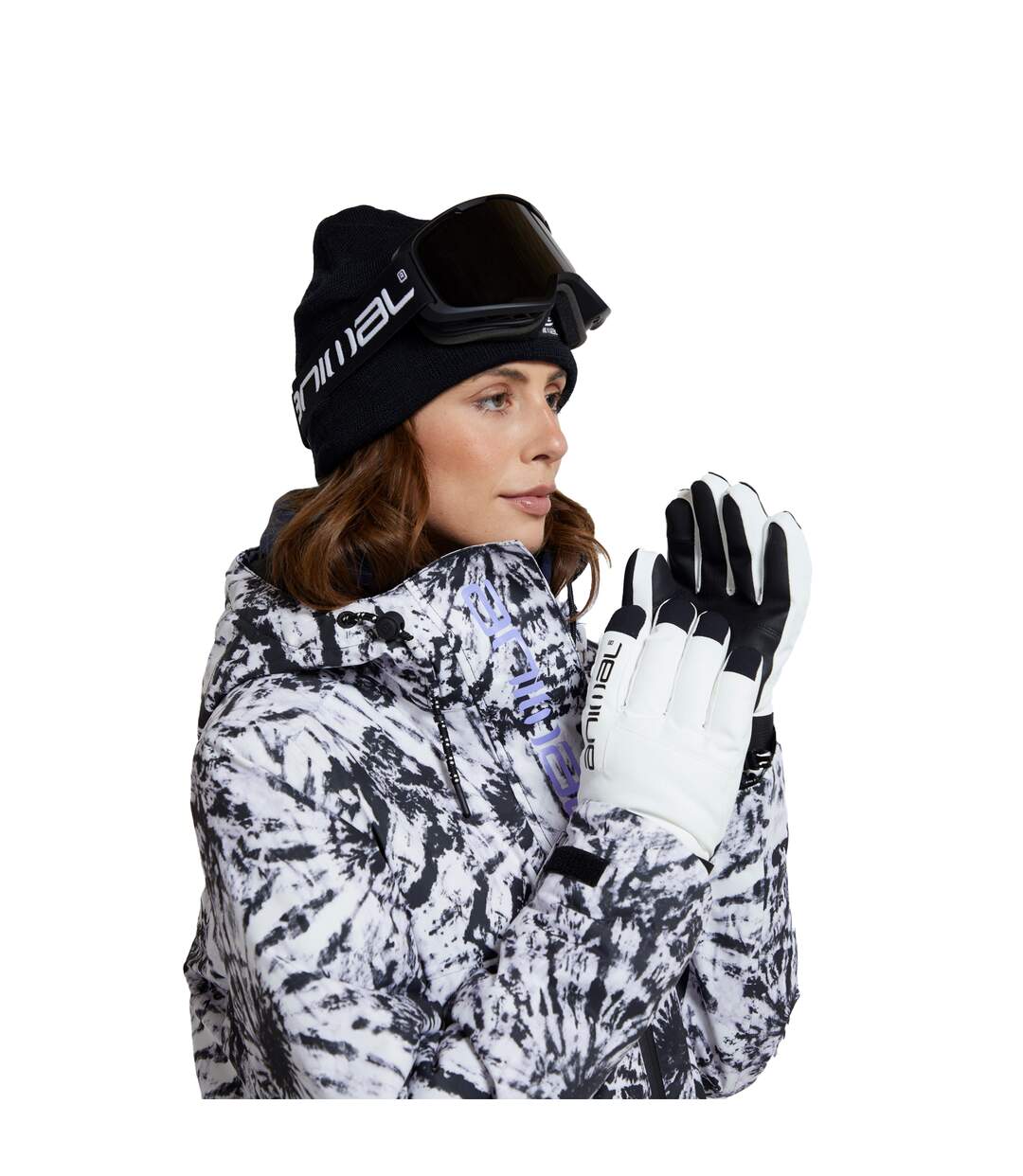 Womens/ladies trail recycled ski jacket monochrome Animal-3