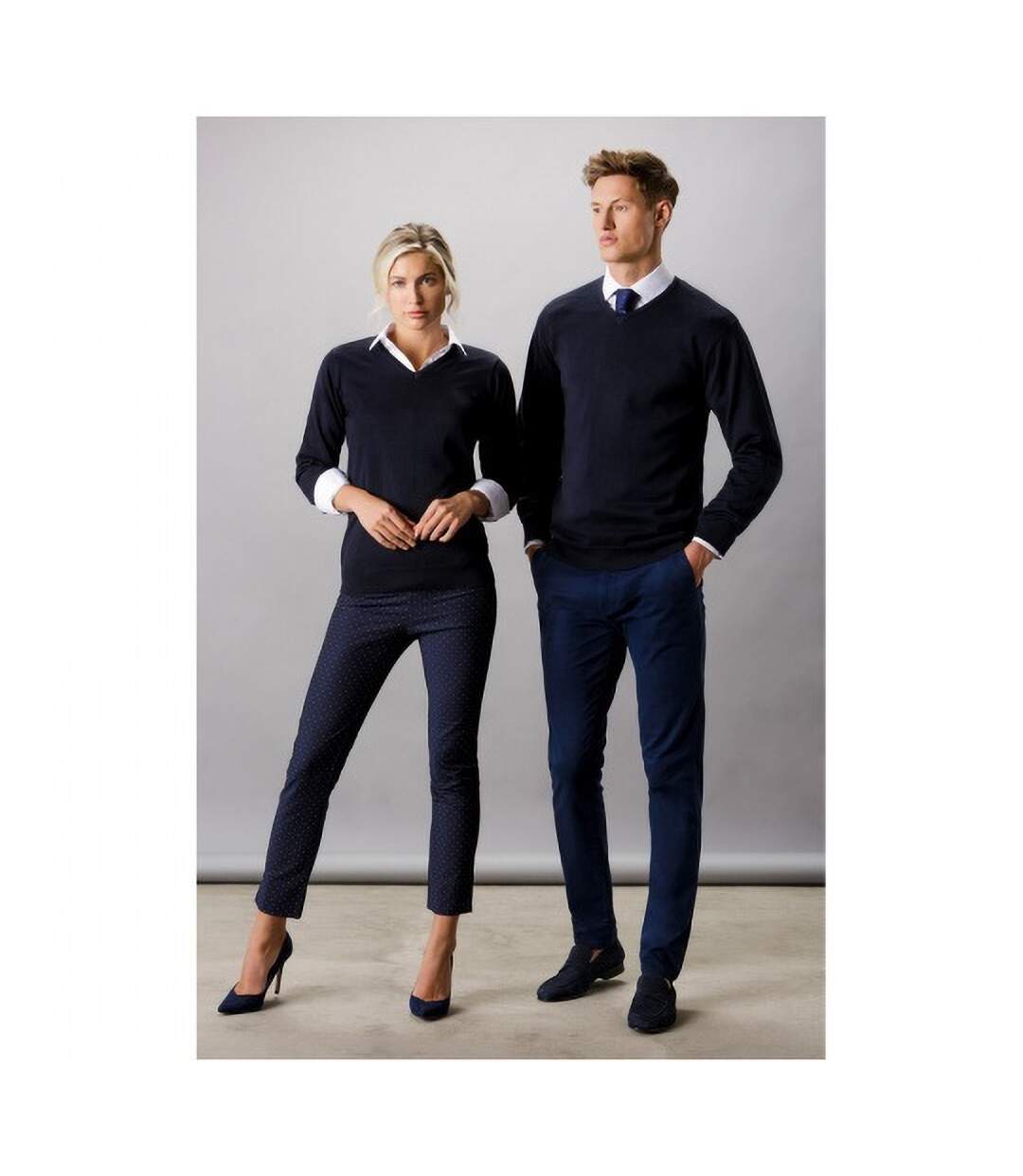 Kustom Kit Ladies Arundel Long Sleeve V-Neck Sweater (Navy Blue) - UTBC1447