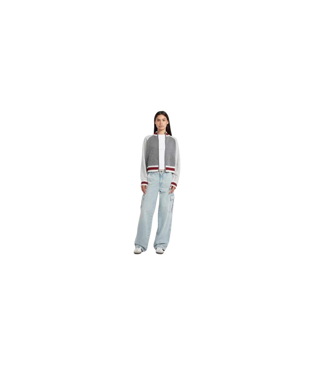 Sweat Manches Raglan Motif/style Logo Brodé Femme Beige Chiné Guess-1