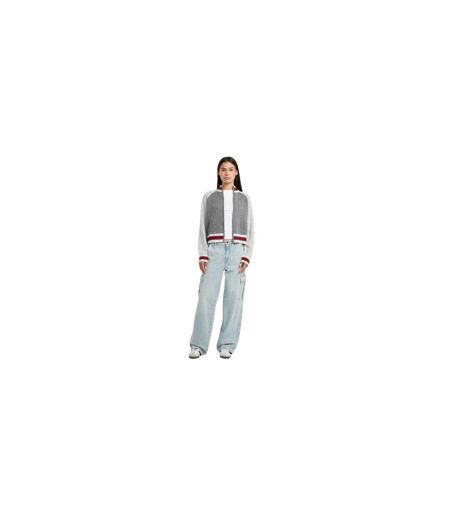 Sweat Manches Raglan Motif/style Logo Brodé Femme Beige Chiné Guess