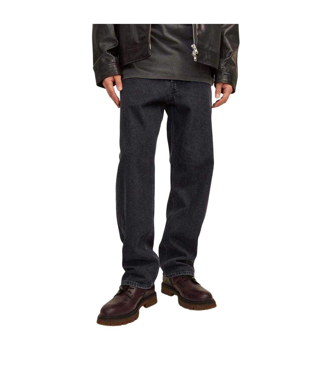Mens Mid Rise Wide Leg Jeans Black Denim Jack And Jones-4