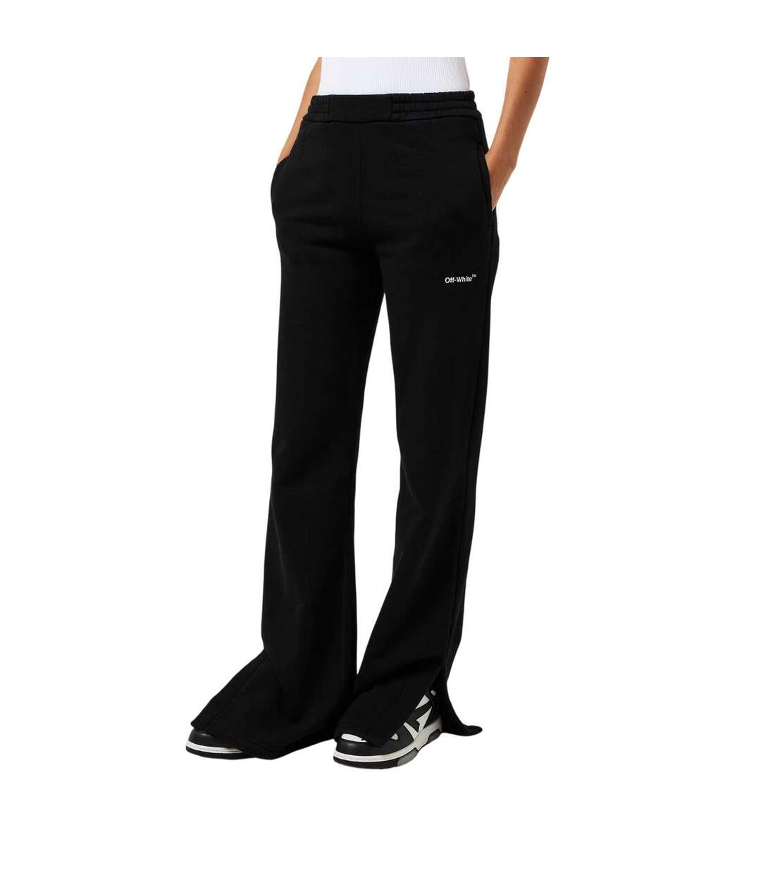 Pantalon De Jogging Motif/style Diagonal Femme Blanc Noir Off White-1