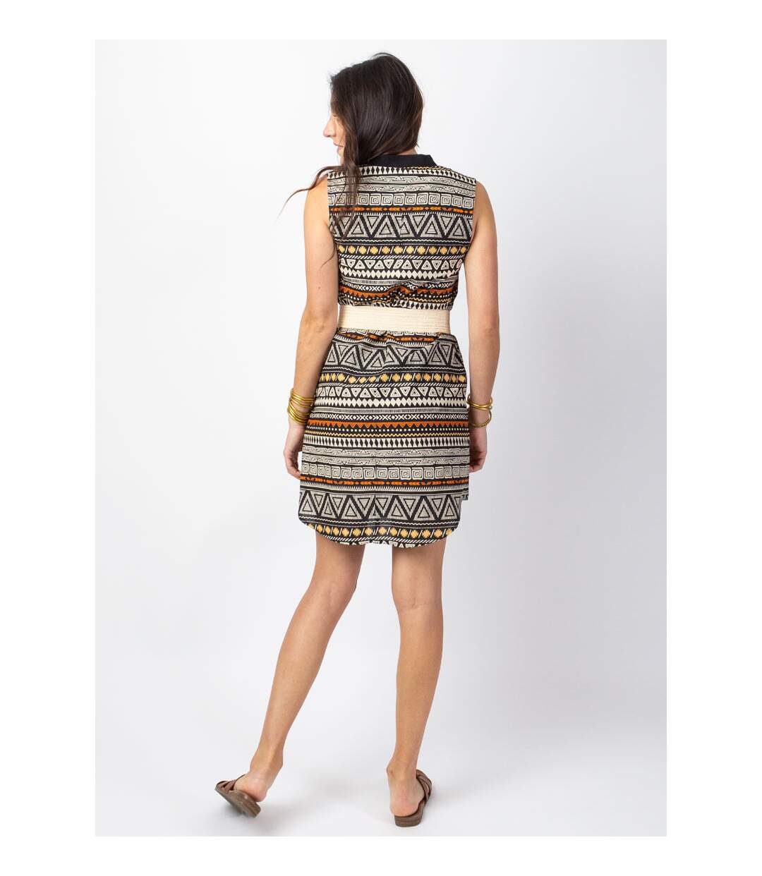 Robe courte MAYA col mao imprimé tribal Coton Du Monde