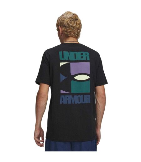 Mens Block Logo T-shirt Black Purple Under Armour