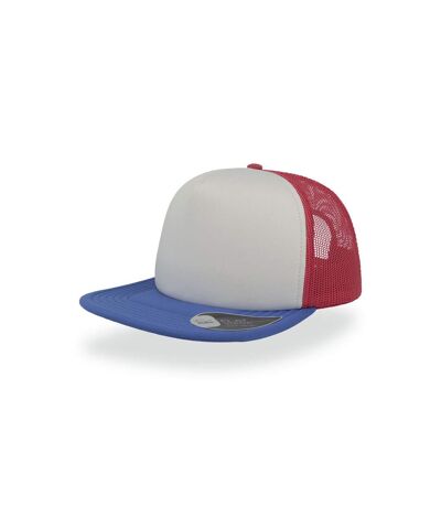 Casquette trucker snap 90s adulte blanc / rouge / bleu roi Atlantis