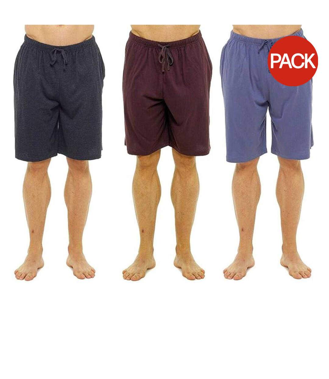 Pack Of 3  Mens Lounge Shorts  Charcoal Red Blue Keanu-1