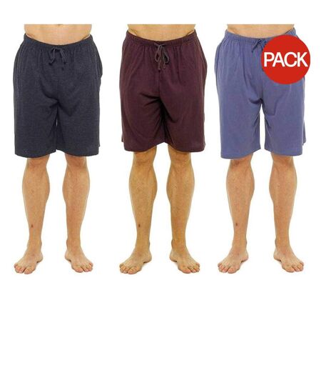 Pack Of 3  Mens Lounge Shorts  Charcoal Red Blue Keanu