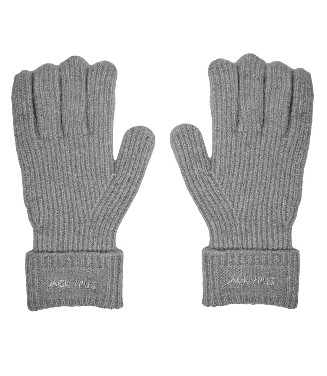 Unisex Adult Knitted Fleece Gloves Grey Marl Jack Wills-2
