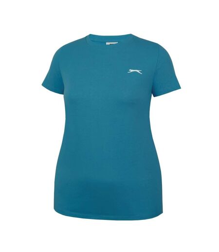 Womens/ladies Plain Crew Neck Fitted T-shirt Teal Slazenger