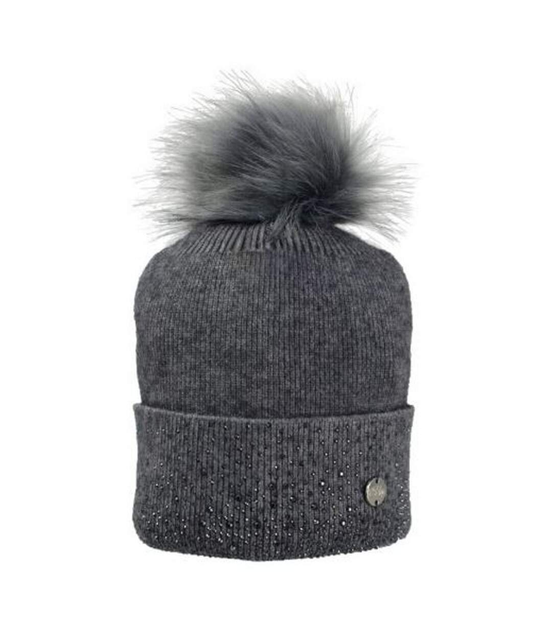 HyFASHION Womens/Ladies Alaska Diamante Bobble Hat (Grey/Black) - UTBZ3385