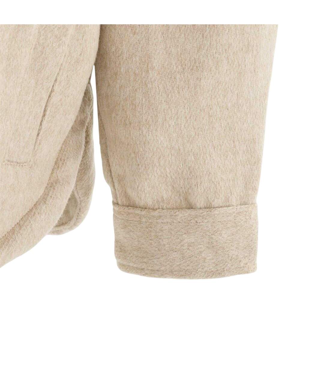 Womens/ladies Wool Long-sleeved Shirt Beige Miso-4