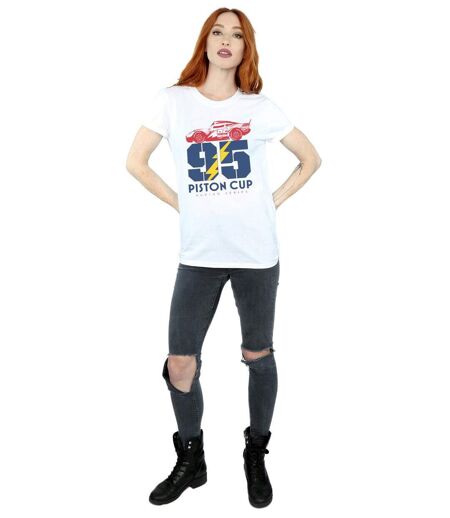 Disney Femme/Les femmes Cars Piston Cup 95 - T-shirt boyfriend en coton (Blanc) - UTBI15969
