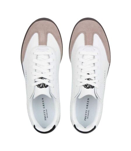 Mens Moorgate Leather Trainers White Pretty Green