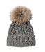 Bonnet Fashion Chic Femme avec Pompon en Fourrure et Strass - 100% Acrylique - Couleur Gris-2