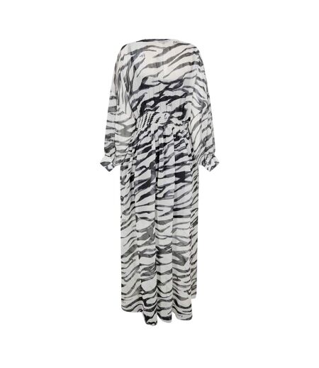 Womens/ladies Little Mistress Zebra Print Maxi Dress White Black Biba