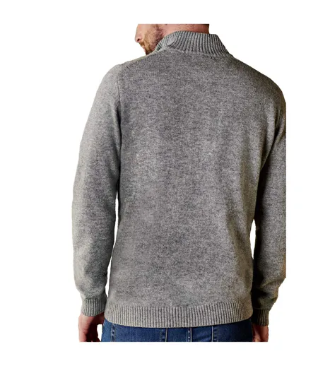 Mens Lambswool Zip Neck Jumper Grey Marl WoolOvers