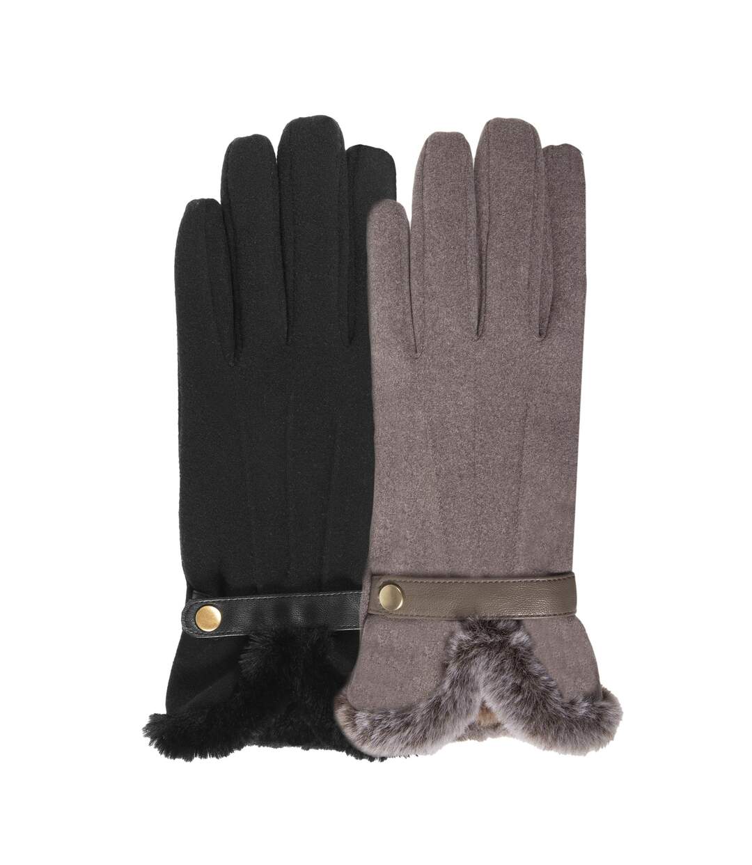 Isotoner Gants femme tactiles, chauds, doublés imitation fourrure, taille unique-2
