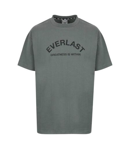 Mens Flock Print Cotton T-shirt Grey Everlast