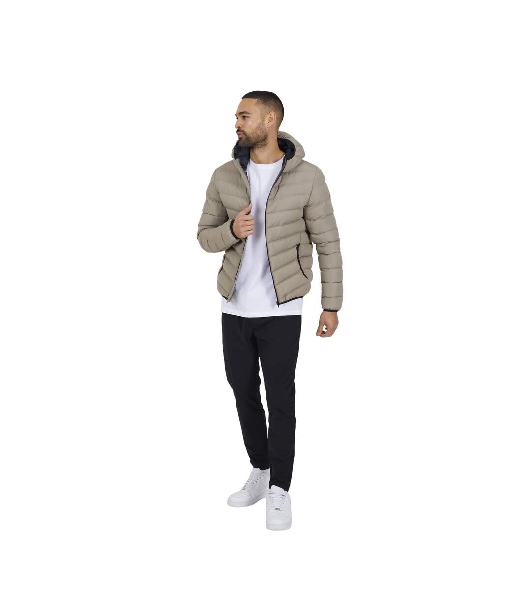 Doudoune À Capuche Homme Taupe Brave Soul-4
