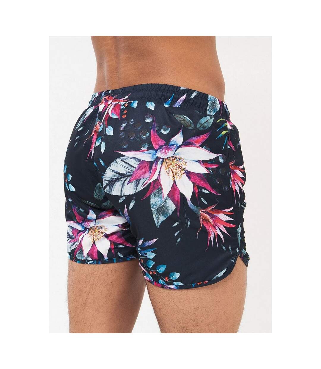 Crosshatch Mens Mauritius Floral Swim Shorts (Black)