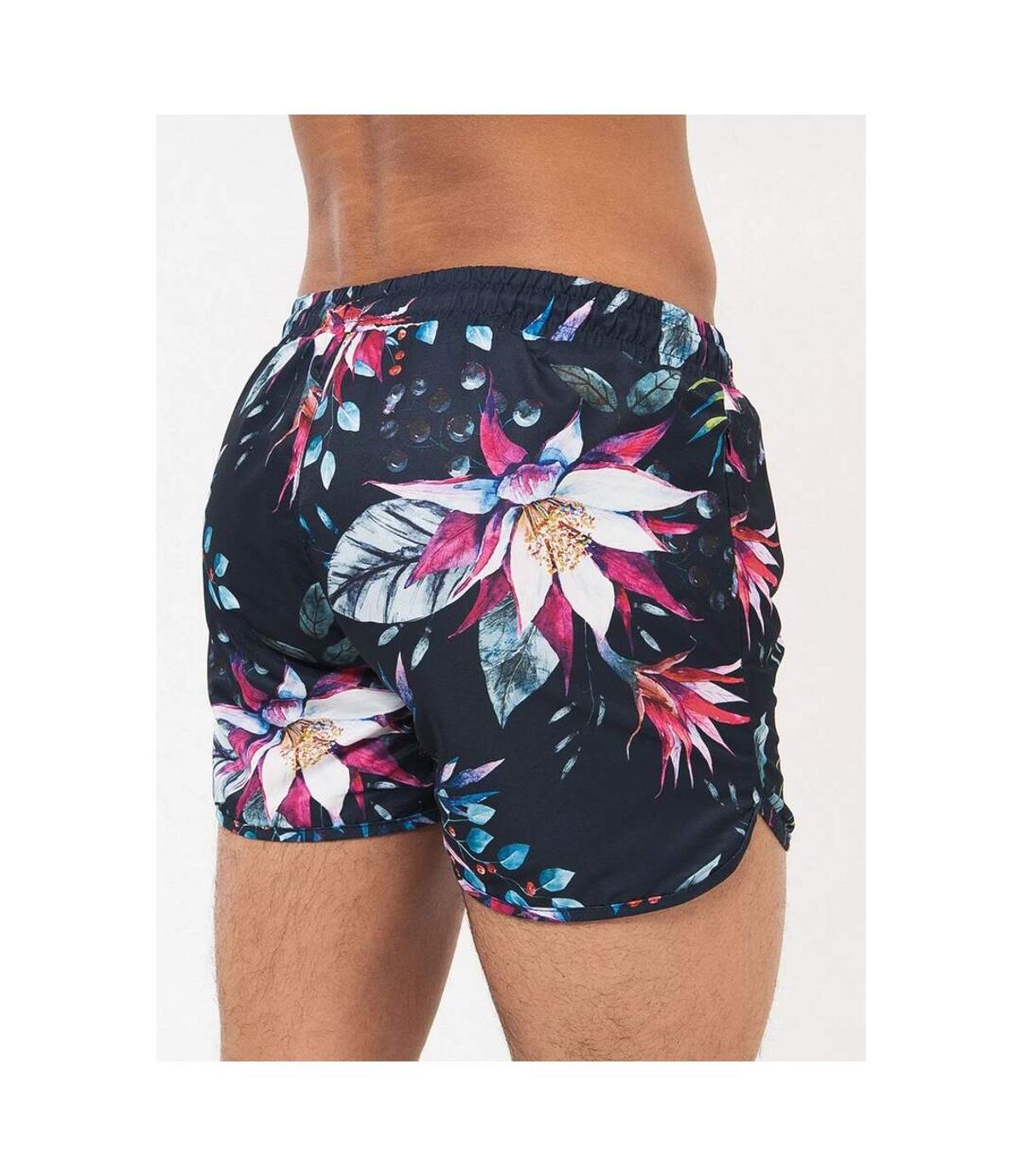 Crosshatch Mens Mauritius Floral Swim Shorts (Black)