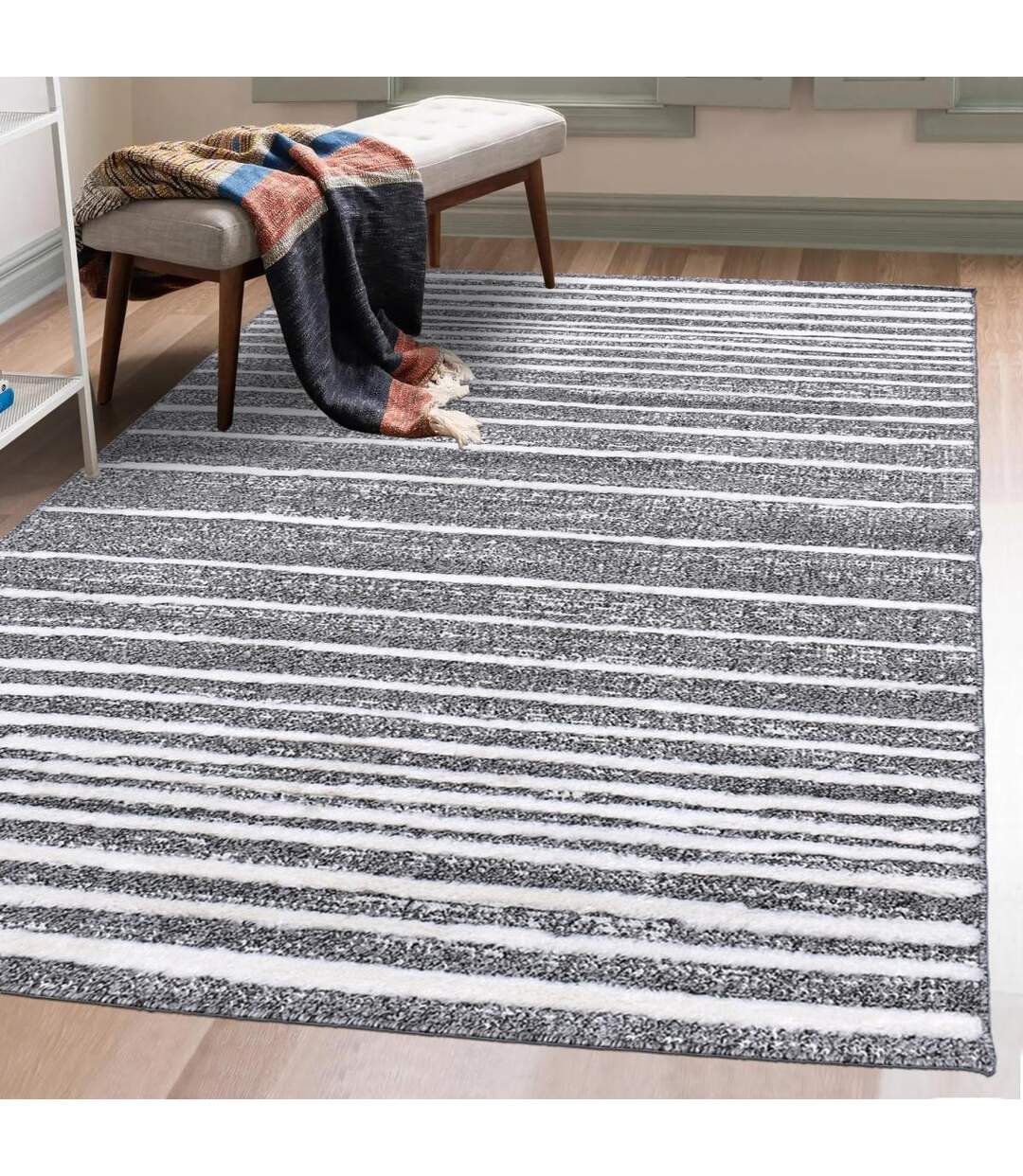 Tapis longs poils shaggy tissé motif géométrique LOLABE-2