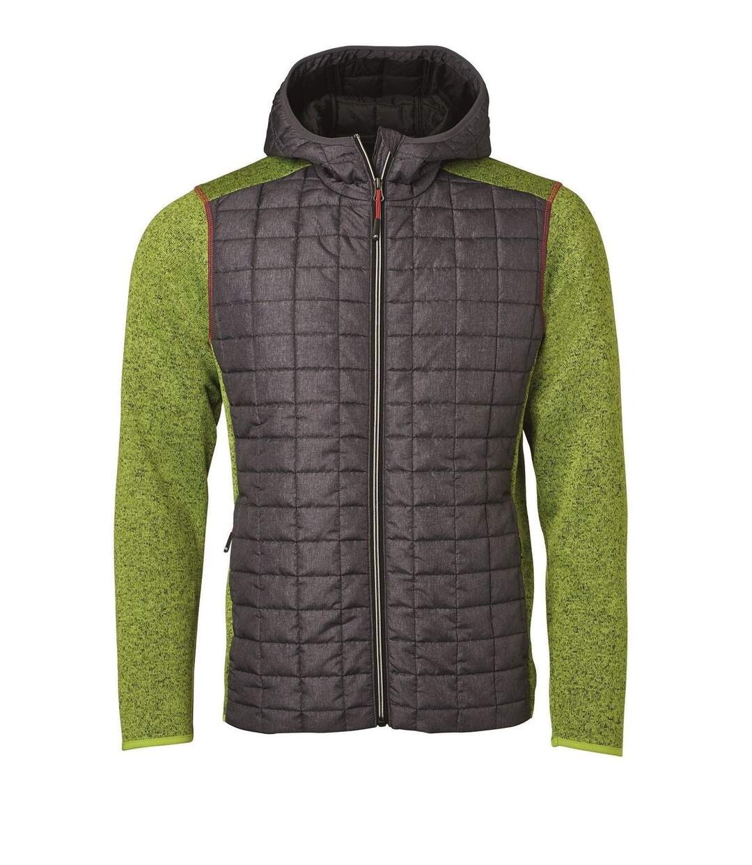 Veste tricot hybride matelassée - homme - JN772 - gris foncé kiwi-2