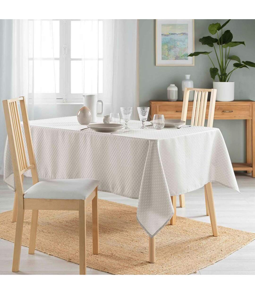 Nappe Jacquard Imprimé Artea 140x240cm Taupe-3