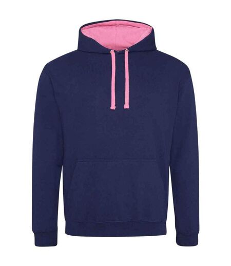 Sweat à capuche varsity femme bleu marine oxford / rose pâle Awdis Awdis