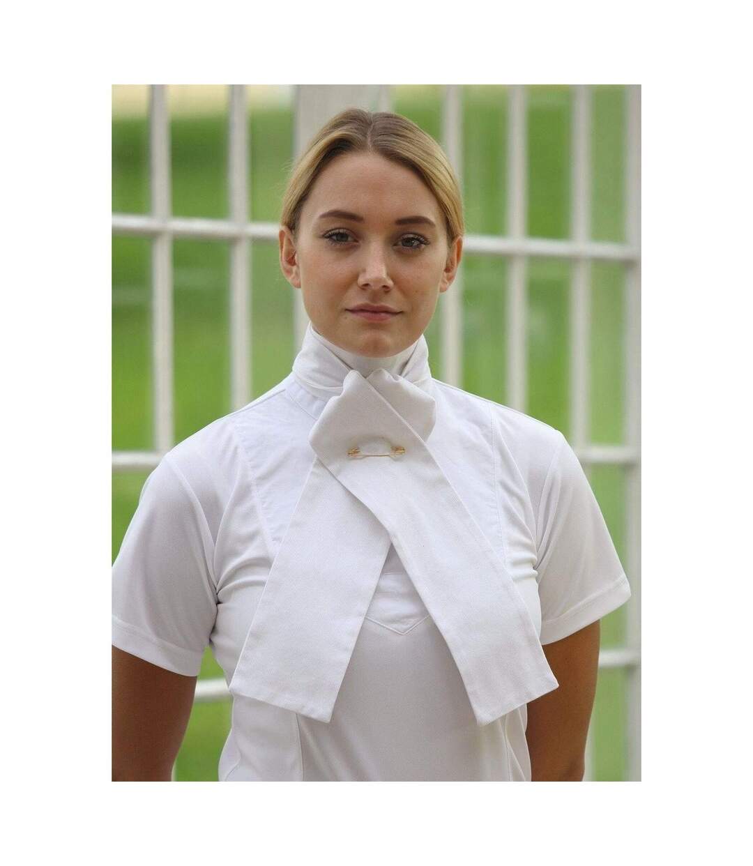 Unisex adult unified stock tie white Shires-2