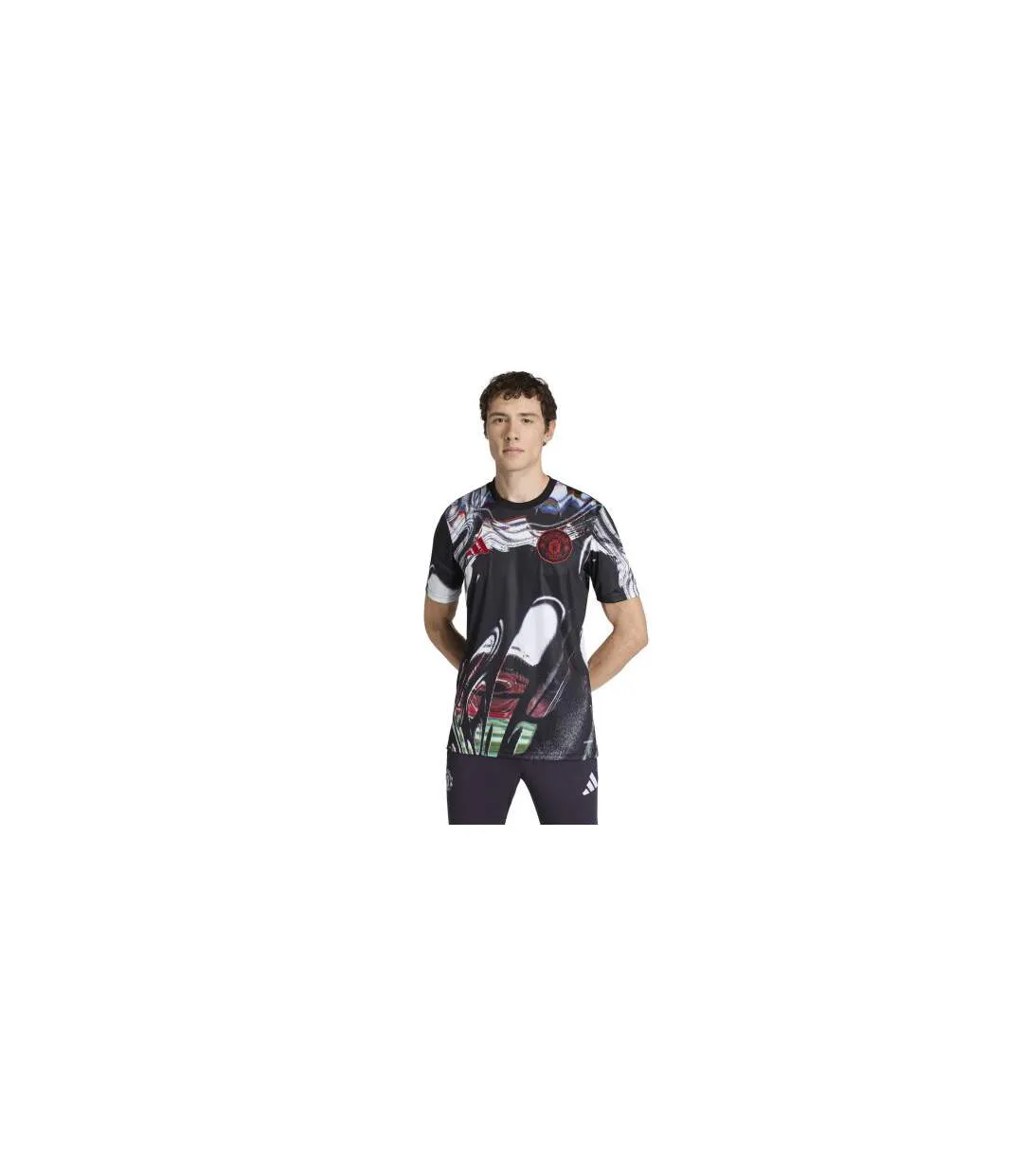 T-shirt Motif/style Manchester United Fc Pre-match Homme Noir Blanc Adidas-1