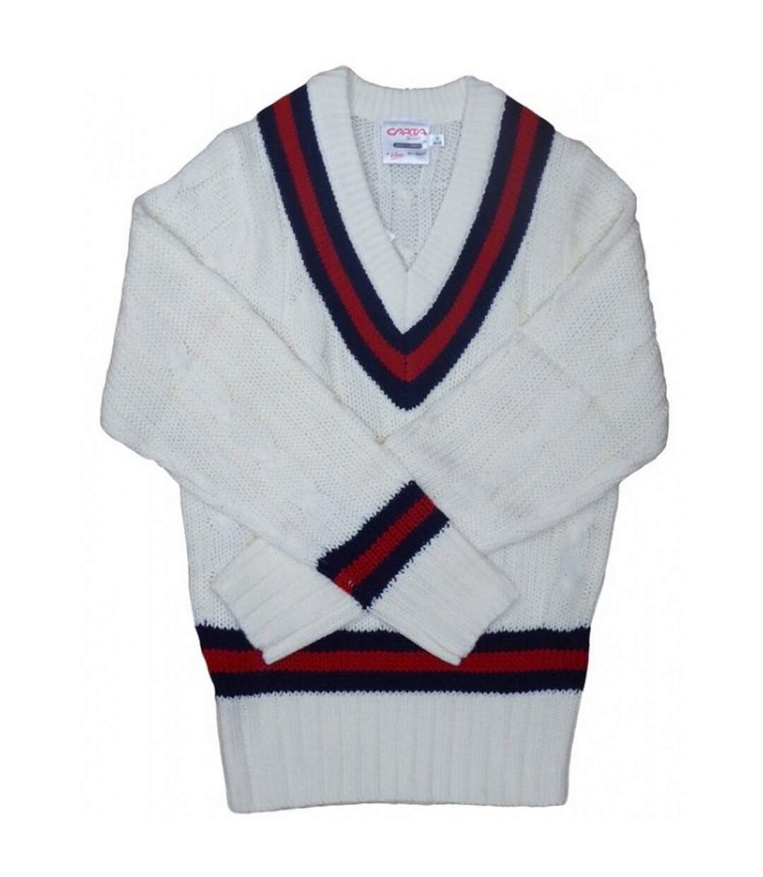 Mens cricket jumper white/navy/red Carta Sport-1
