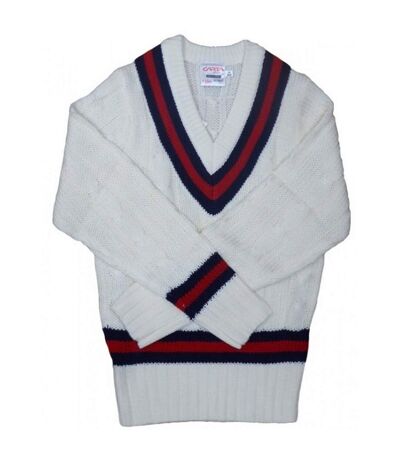 Mens cricket jumper white/navy/red Carta Sport